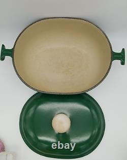 Le Creuset Enzo Mari La Mama Dutch Oven #29 Forest Green 5Qt Oval Pot Vintage