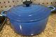 Le Creuset France 24 4.5 Qt Blue Dutch Oven With Lid Cookware Cast Iron Enamel