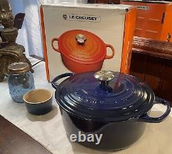 Le Creuset Round Dutch Oven 5.5 qt Indigo Enamel Cast Iron