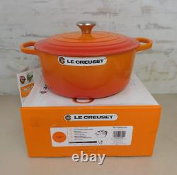 Le Creuset Signature Cast Iron 7.25 Quart Round French Oven, Flame Orange NEW