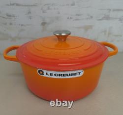 Le Creuset Signature Cast Iron 7.25 Quart Round French Oven, Flame Orange NEW
