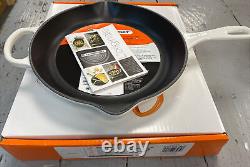 Le Creuset Signature Enameled Cast Iron Skillet 10 1/4 Shiny White NIBWD