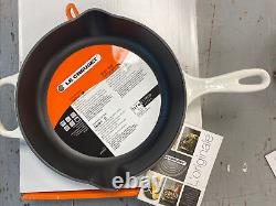 Le Creuset Signature Enameled Cast Iron Skillet 10 1/4 Shiny White NIBWD