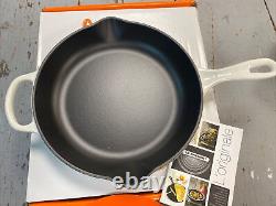 Le Creuset Signature Enameled Cast Iron Skillet 10 1/4 Shiny White NIBWD