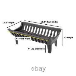 Liberty Foundry Fireplace Grate Black 17 in Heavy Duty Cast Iron with 4 in Lift