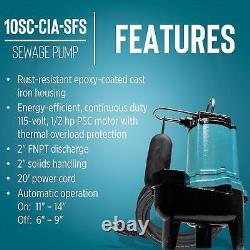 Little Giant 10SC-CIA-SFS 115-Volt, 7200 GPH, 1/2 HP Automatic Cast Iron Sewage