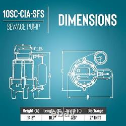 Little Giant 10SC-CIA-SFS 115-Volt, 7200 GPH, 1/2 HP Automatic Cast Iron Sewage