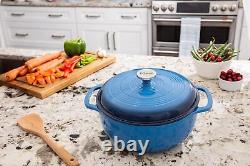 Lodge 6 Quart Enameled Cast Iron Dutch Oven with Lid Dual Handles Oven Safe