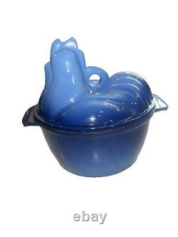 Lodge Blue Hen Chicken On Nest Cast Iron Dutch Oven Casserole Dish Enamel 2 Qt