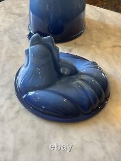 Lodge Blue Hen Chicken On Nest Cast Iron Dutch Oven Casserole Dish Enamel 2 Qt