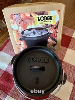 Lodge Cast Iron 6 Camp Dutch Oven Discontinued 1 qt Original Box NWT 3 leg HTF