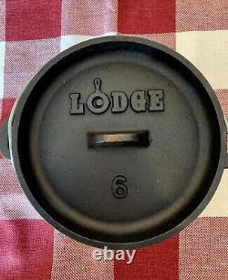 Lodge Cast Iron 6 Camp Dutch Oven Discontinued 1 qt Original Box NWT 3 leg HTF