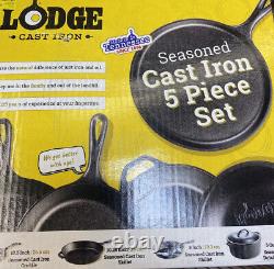 Lodge Pre-Seasoned Cast Iron 5 Piece Set, Black