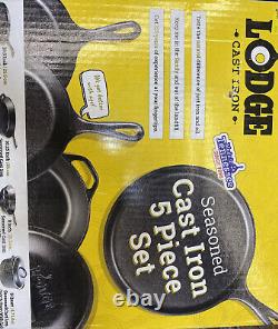 Lodge Pre-Seasoned Cast Iron 5 Piece Set, Black