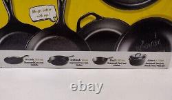 Lodge Seasoned Cast Iron 5 Piece Set Skillet Griddle Dutch Oven Black NEW