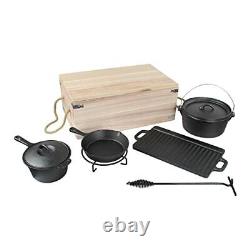 Lot45 Cast Iron Cookware 7pc Set Cast Iron Set with Pots and Pans with Lids