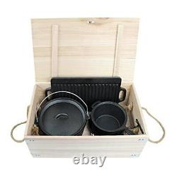 Lot45 Cast Iron Cookware 7pc Set Cast Iron Set with Pots and Pans with Lids