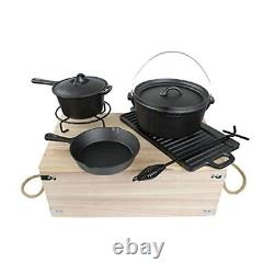 Lot45 Cast Iron Cookware 7pc Set Cast Iron Set with Pots and Pans with Lids