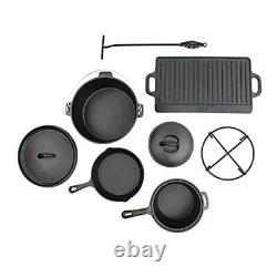 Lot45 Cast Iron Cookware 7pc Set Cast Iron Set with Pots and Pans with Lids