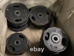 Lot 720 lbs Vintage Iron Grip Cast Iron Olympic Weight Plates 35lb 25lb