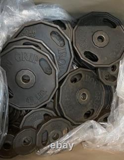 Lot 720 lbs Vintage Iron Grip Cast Iron Olympic Weight Plates 35lb 25lb