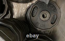 Lot 720 lbs Vintage Iron Grip Cast Iron Olympic Weight Plates 35lb 25lb