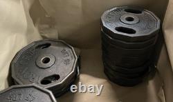 Lot 720 lbs Vintage Iron Grip Cast Iron Olympic Weight Plates 35lb 25lb