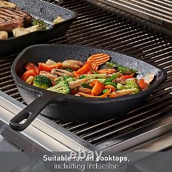 Masterpro Pre-Seasoned Cast Iron Skillet Unique Cooking, Saute and Frying Pan