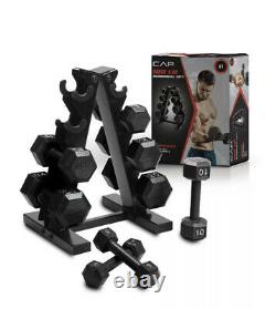 NEW CAP 100 Lb Weight Dumbbell Set. Pairs Of 5,10,15,20 & Rack. Ships Free UPS