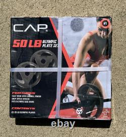 NEW! CAP 50lb Olympic Weight Set (2) 25LB Plates Cast Iron FREE SHIPPING