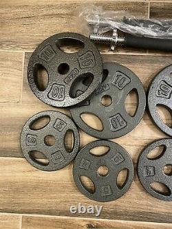 NEW CAP 60lb Adjustable Dumbbell Weight Set. Cast Iron Plates. Two Handles