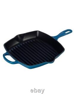 NEW Le Creuset Enamelled Cast Iron Square Grill Skillet Marseille Blue