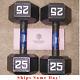 New Pair 25 Lb Pound Cap Dumbbells Weight Set Cast Iron Hex Ships Same Day