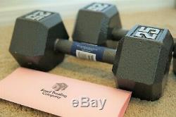 NEW PAIR 25 lb Pound Cap Dumbbells Weight SET Cast Iron Hex SHIPS SAME DAY
