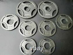 NEW Set Olympic Grip Weight Plate 10lb, 5lb, 2.5lb- Total 45lb (8 plates)- Iron