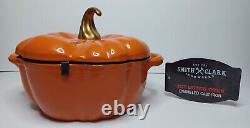 NEW Smith & Clark Ironworks Orange Enameled Pumpkin Cast Iron 2 QT Dutch Oven