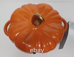 NEW Smith & Clark Ironworks Orange Enameled Pumpkin Cast Iron 2 QT Dutch Oven