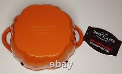 NEW Smith & Clark Ironworks Orange Enameled Pumpkin Cast Iron 2 QT Dutch Oven