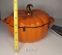 NEW Smith & Clark Ironworks Orange Enameled Pumpkin Cast Iron 2 QT Dutch Oven