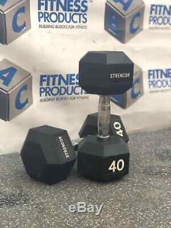 NEW Strencor 40 lb Rubber Hex Dumbbell PAIR (80 lb Set) SAME DAY SHIPPING