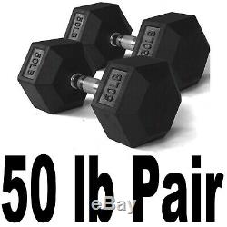 NEW Strencor 50 lb Rubber Hex Dumbbell PAIR (100 lb Set) SAME DAY SHIPPING