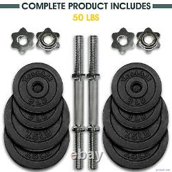 NEW Yes4All 50lbs Adjustable Dumbbells w Dumbbell Bar Connector SHIPS FAST
