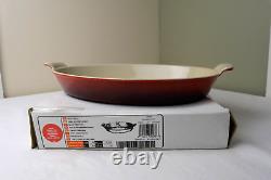 NIB Le Creuset Signature Cast Iron Cherry Red 3QT Oval Au Gratin Dish Baker