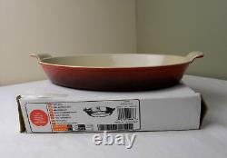 NIB Le Creuset Signature Cast Iron Cherry Red 3QT Oval Au Gratin Dish Baker