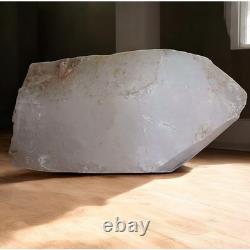 Natural Quartz Crystal Massive 450 lbs with Terminus Cast Iron Base Sculpture