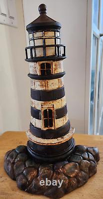 Nautical Heavy Cast Iron Lighthouse Door Stop Vintage 10lbs. 15.5 Needs TLC