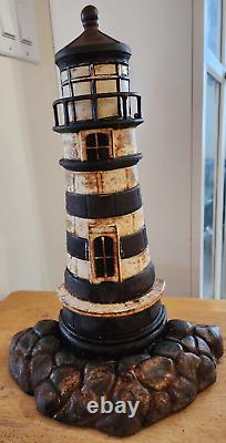 Nautical Heavy Cast Iron Lighthouse Door Stop Vintage 10lbs. 15.5 Needs TLC