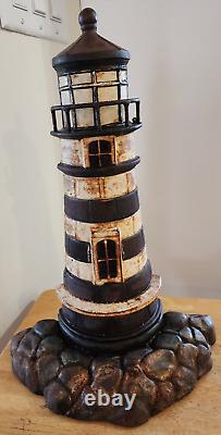 Nautical Heavy Cast Iron Lighthouse Door Stop Vintage 10lbs. 15.5 Needs TLC