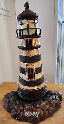 Nautical Heavy Cast Iron Lighthouse Door Stop Vintage 10lbs. 15.5 Needs TLC