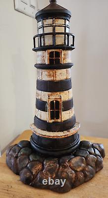 Nautical Heavy Cast Iron Lighthouse Door Stop Vintage 10lbs. 15.5 Needs TLC